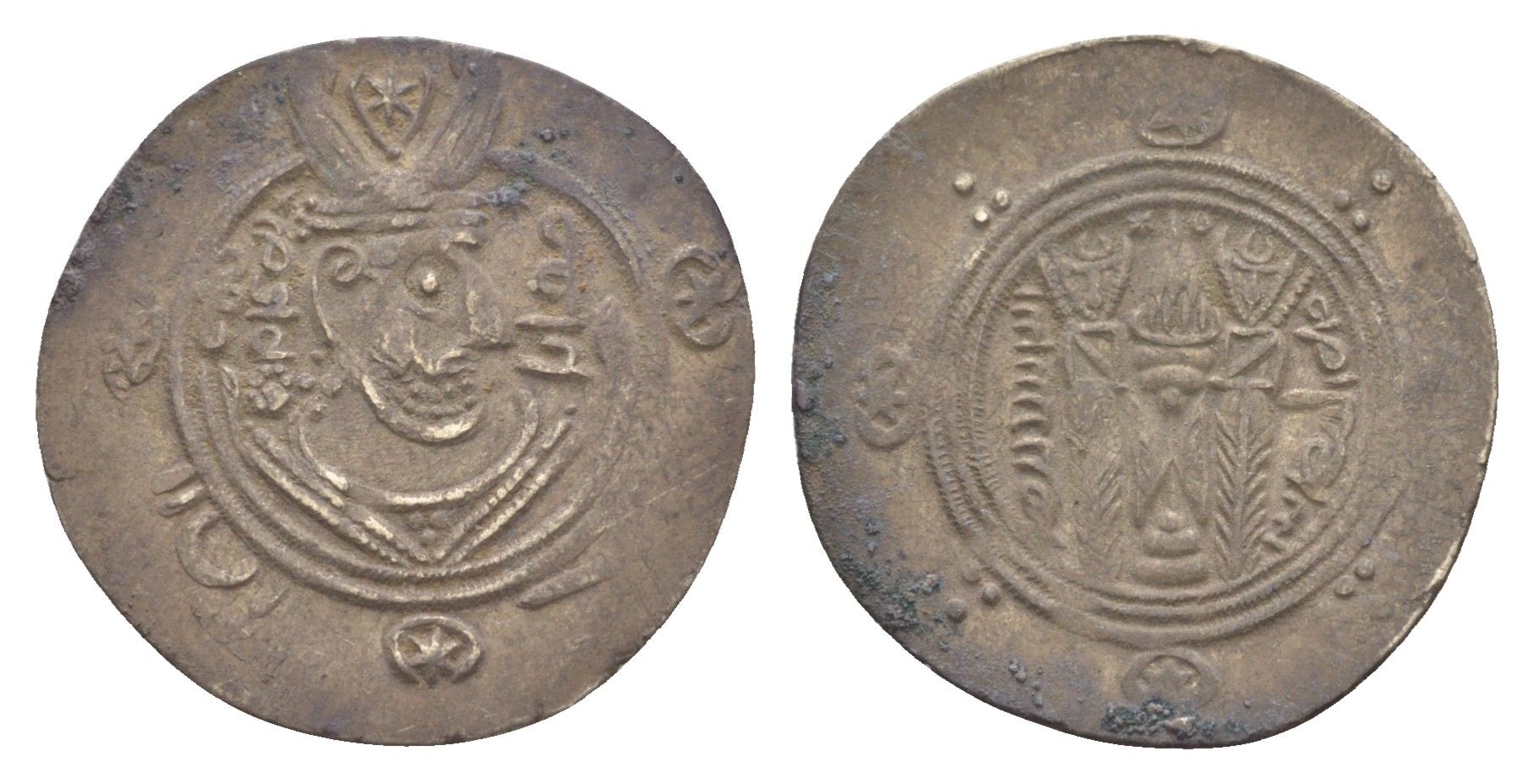 Табаристан 1/2 драхмы (подражание Сасанидской драхмы) 788-793 AH 172-176, Мукатиль серебро 1515-2122