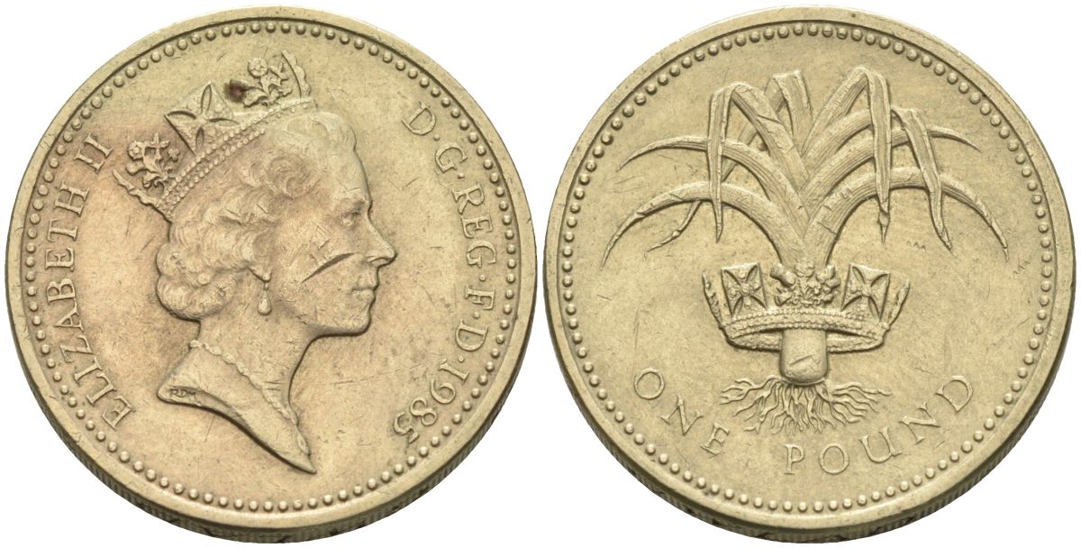 Великобритания 1 фунт 1985 Елизавета II (1952-2022) KM 941, Spink 4331 никель латунь 4116-856