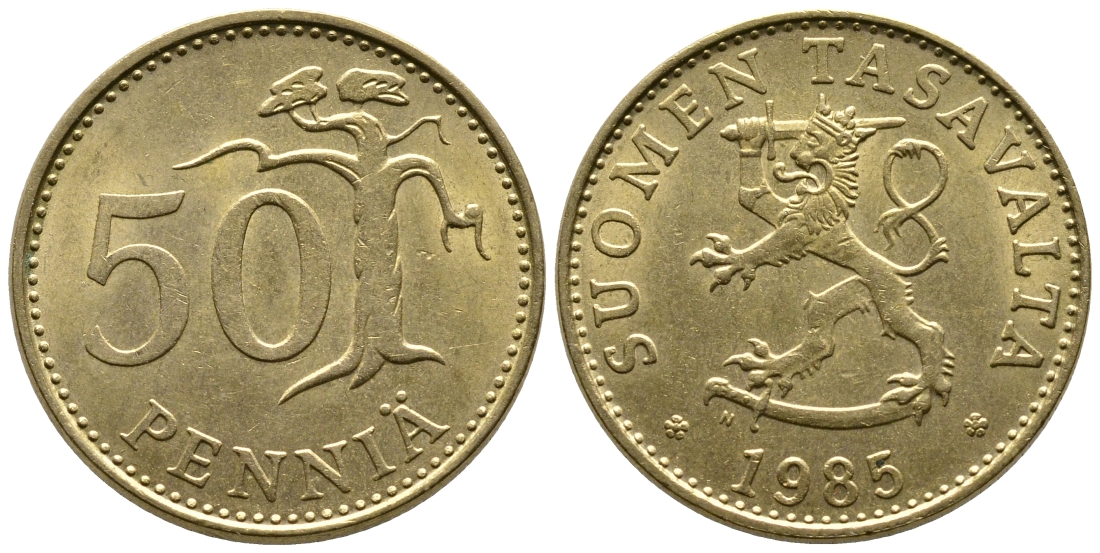 Финляндия 50 пенни 1985 N KM 58 алюминиевая бронза 4610-942