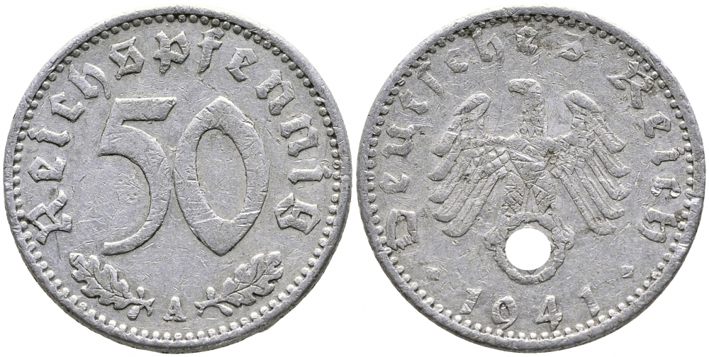 Германия 50 рейхспфеннигов 1941 A KM 96, J. 372 алюминий 4525-1213