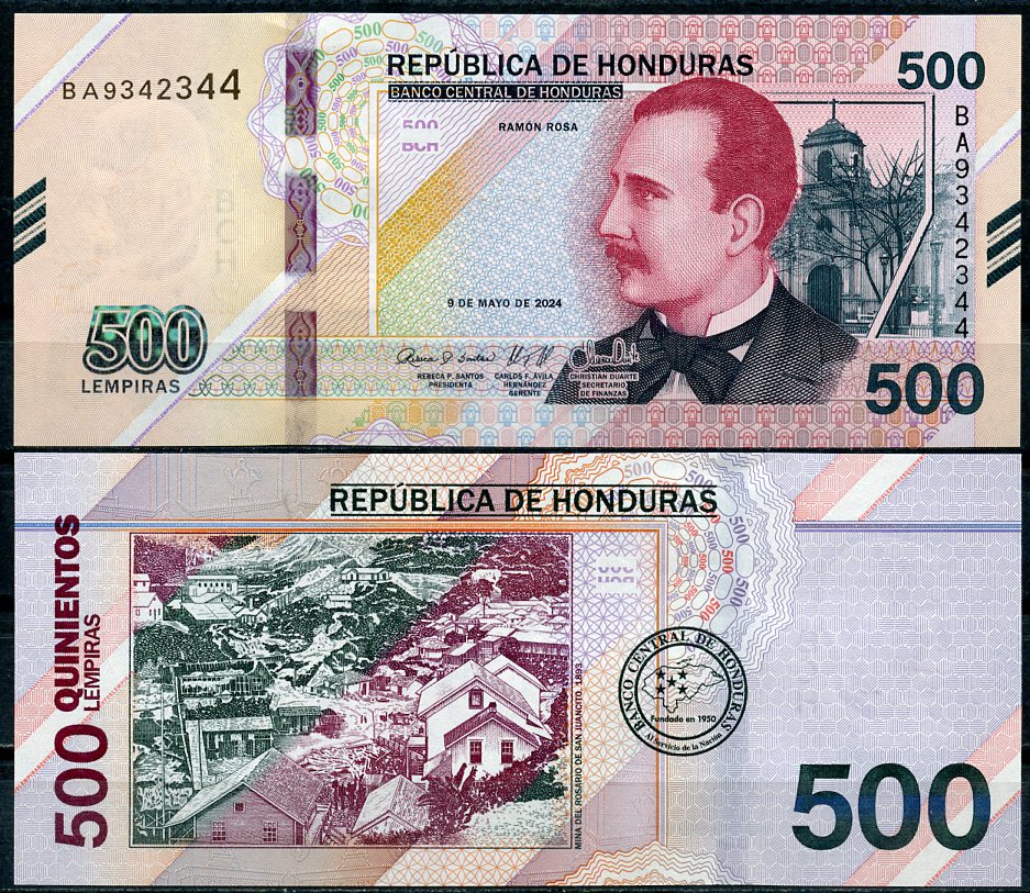 Гондурас 500 лемпира 2024 Рамон Роза Pick 113  бумага  UNC (пресс) 451-815-3
