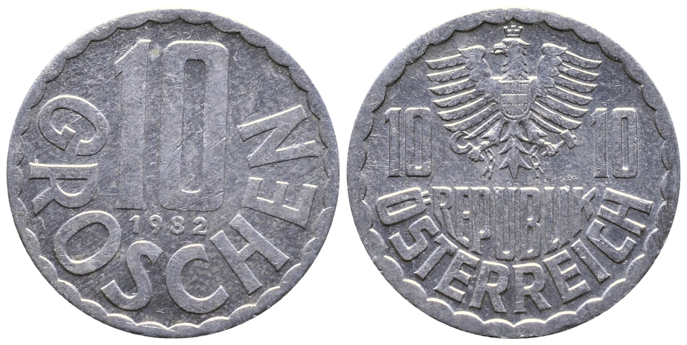 АВСТРИЯ 10 ГРОШЕЙ 1982 KM 2878 алюминий 53-827