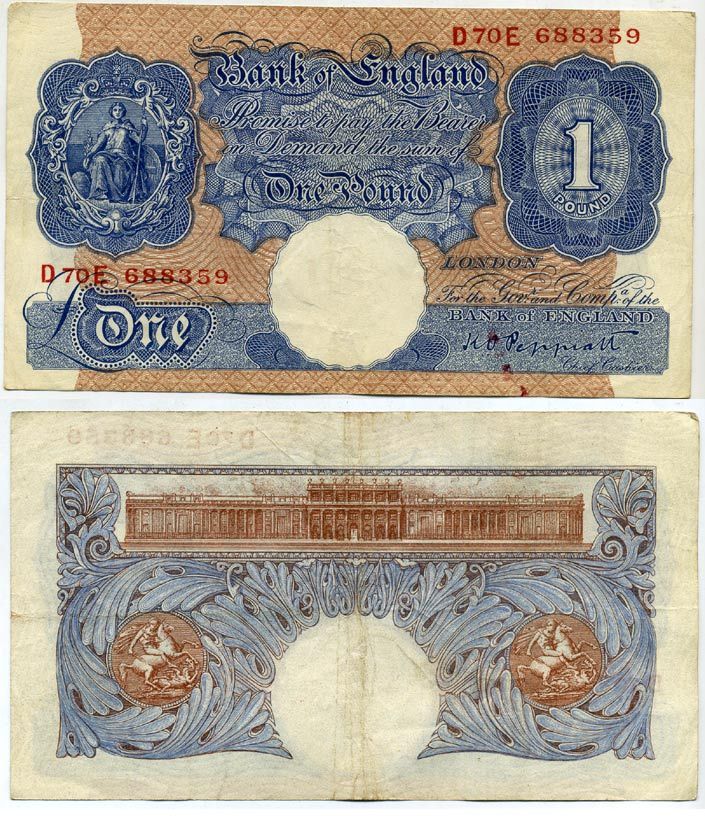 Англия 1 фунт ND (1940-1948) подпись Peppiatt Pick 367 а бумага 451-134-1