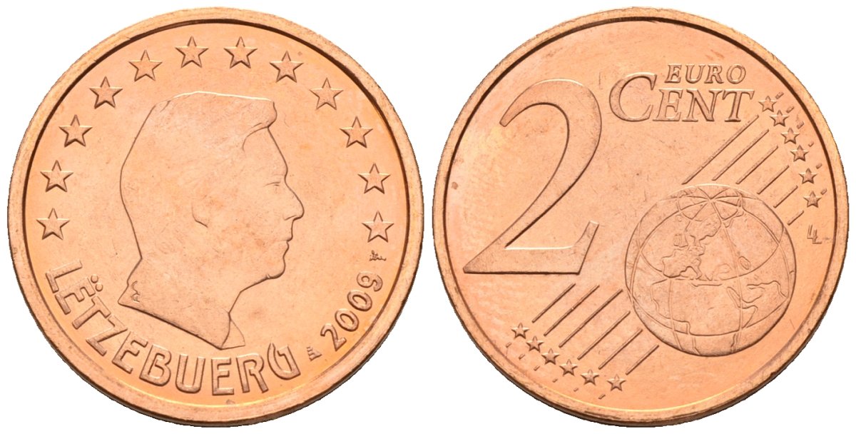 Люксембург 2 евроцента 2009 KM 76 сталь плакированная медью 4147-814