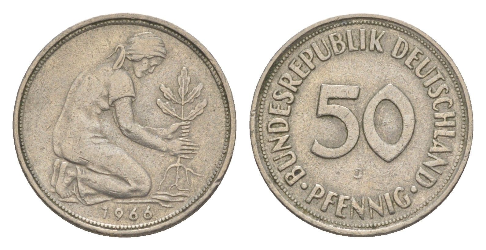 ФРГ 50 пфеннигов 1966 J KM 109.1, J. 384 медно-никель 4636-1038