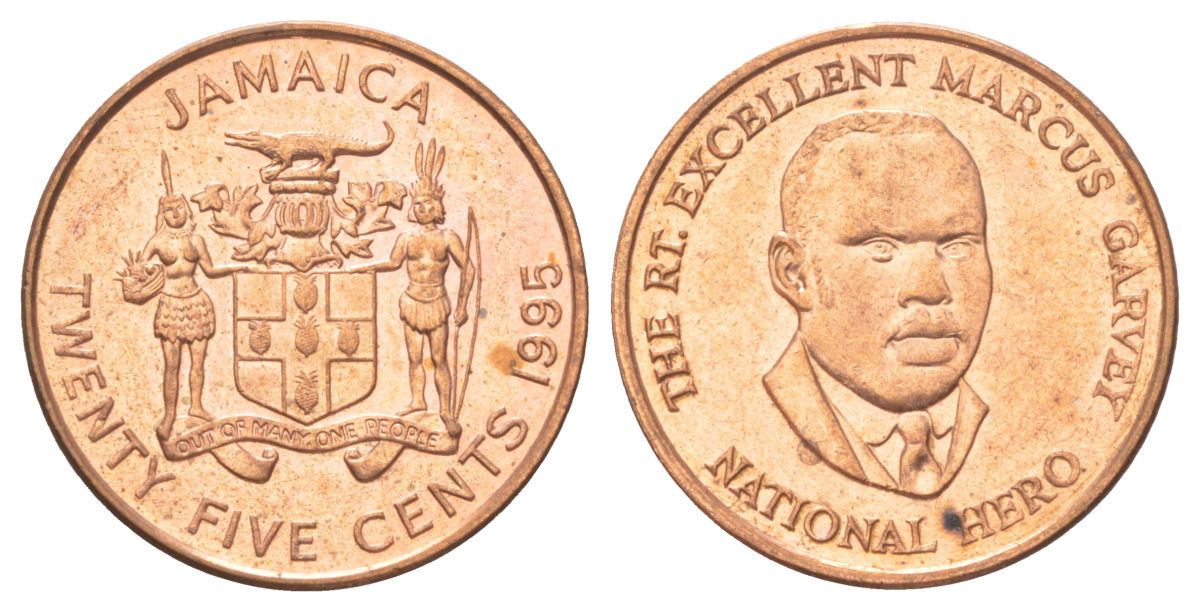 Ямайка 25 центов 1995 KM 167 сталь плакированная медью UNC 4617-926