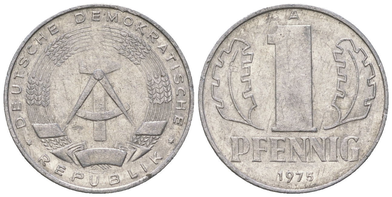 ГДР 1 пфенниг 1975 А KM 8.1 алюминий 4615-1246