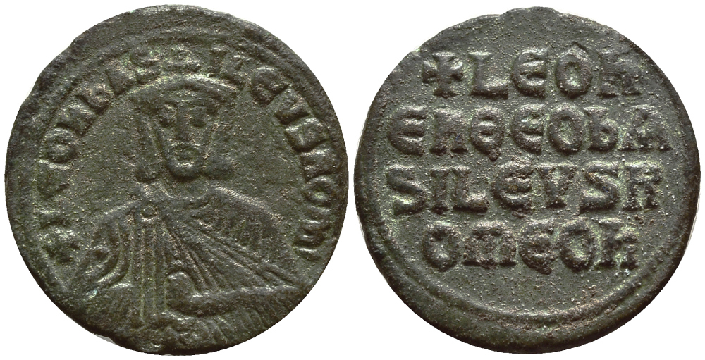Византийская Империя фоллис 886 Лев VI Мудрый good very fine Sear 1729 бронза 00-000-00