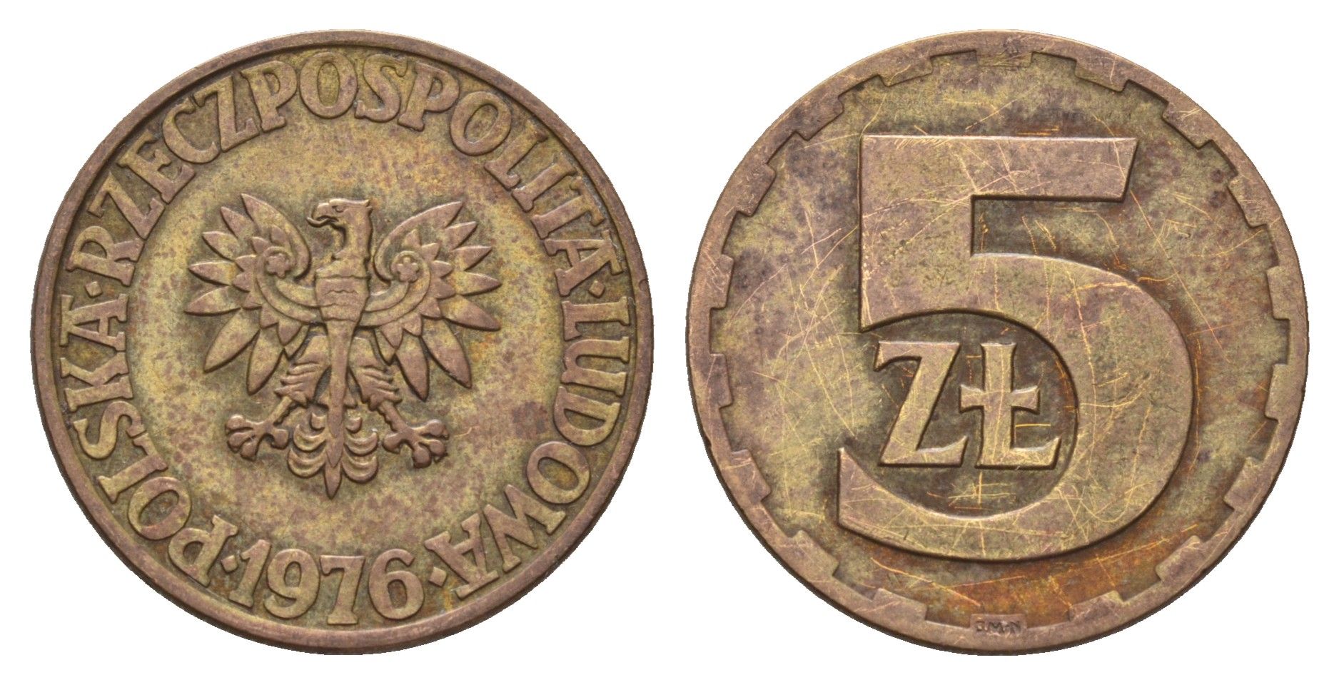 Польша 5 злотых 1976 Y 81.1 латунь 186-756