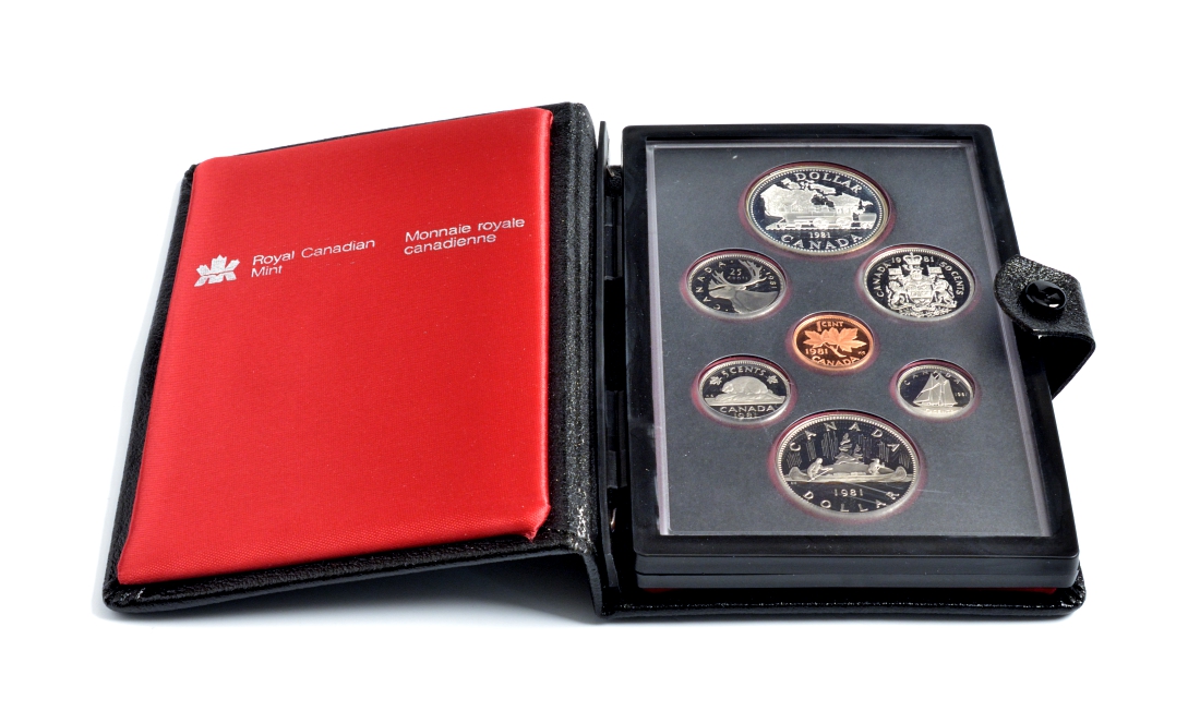 Канада набор из 7 монет 1981 Трансконтинентальная железная дорога, паровоз, оригинальная коробка и сертификат KM PS1 PROOF 3-4-1-4