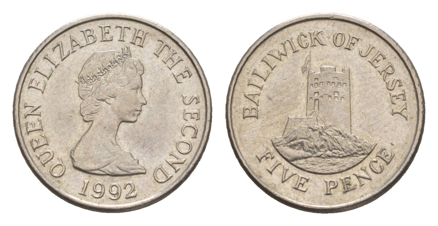 Джерси 5 пенсов 1992 башня Сеймур, Елизавета II (1952-2022) KM 56.2 медно-никель aUNC 4659-622