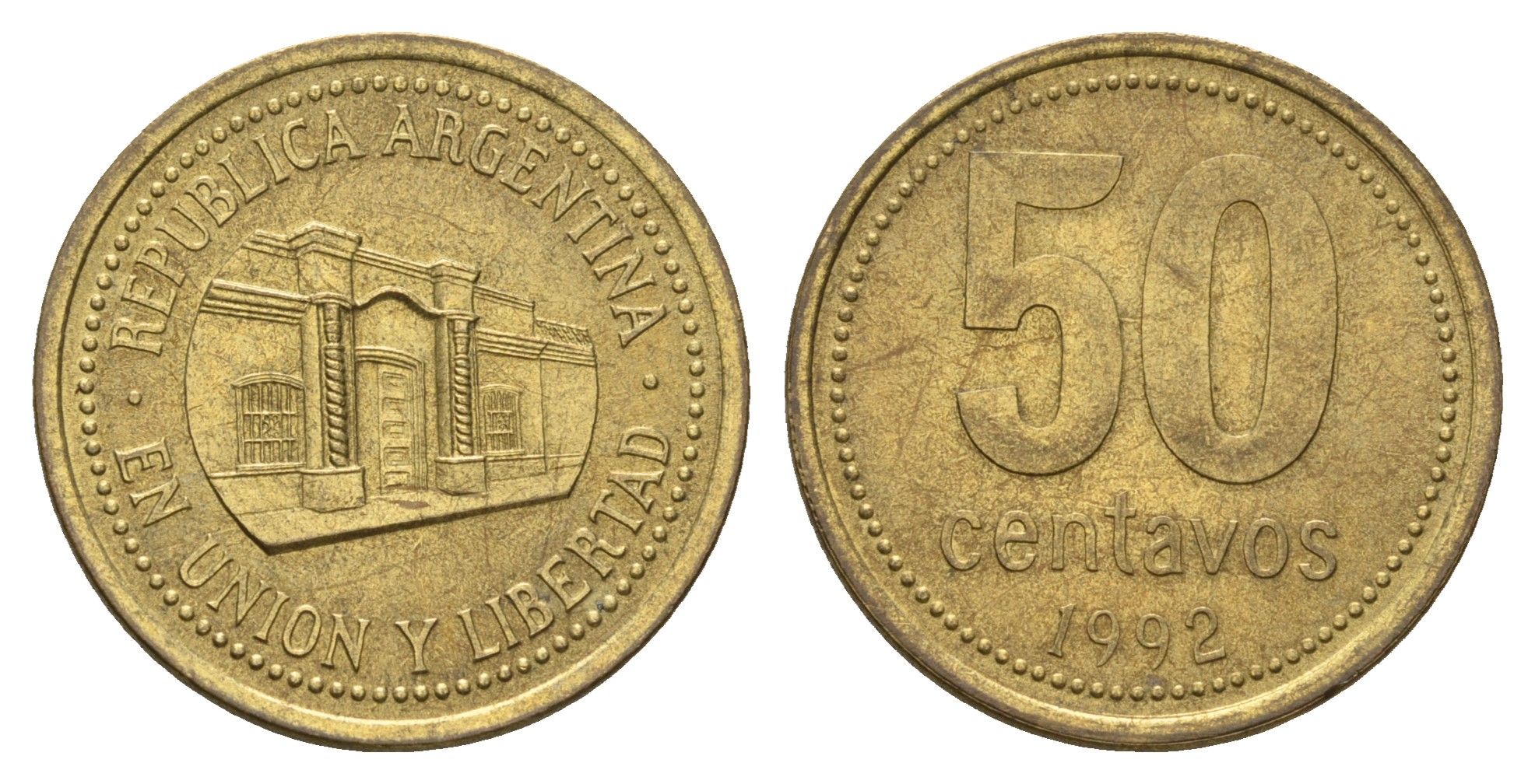 Аргентина 50 сентаво 1992 KM 111 алюминиевая бронза 4573-844