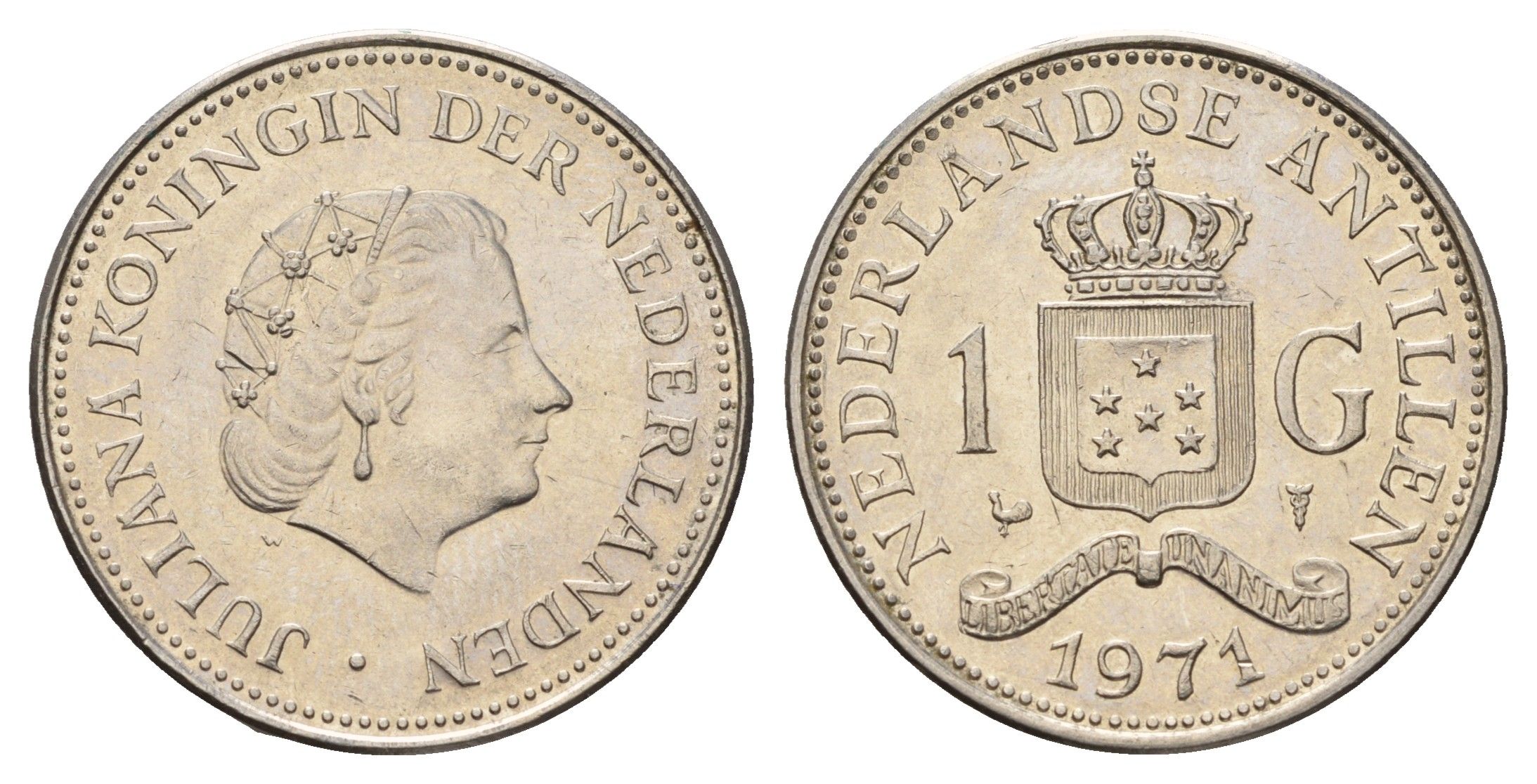 Нидерландские Антильские острова (Нидерландские Антилы) 1 гульден 1971 Юлиана (1948-1980) KM 12 никель 4671-1133