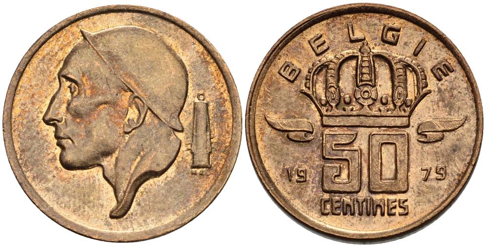 БЕЛЬГИЯ 50 САНТИМОВ 1979 BELGIE KM 149.1 бронза 4528-947