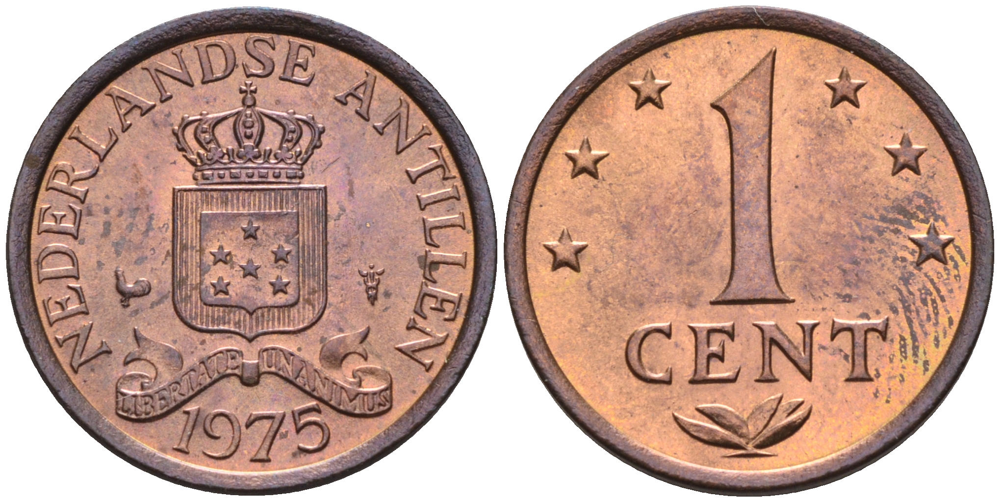 Нидерландские Антилы 1 цент 1975 Юлиана (1948-1980) KM 8 бронза 4169-264