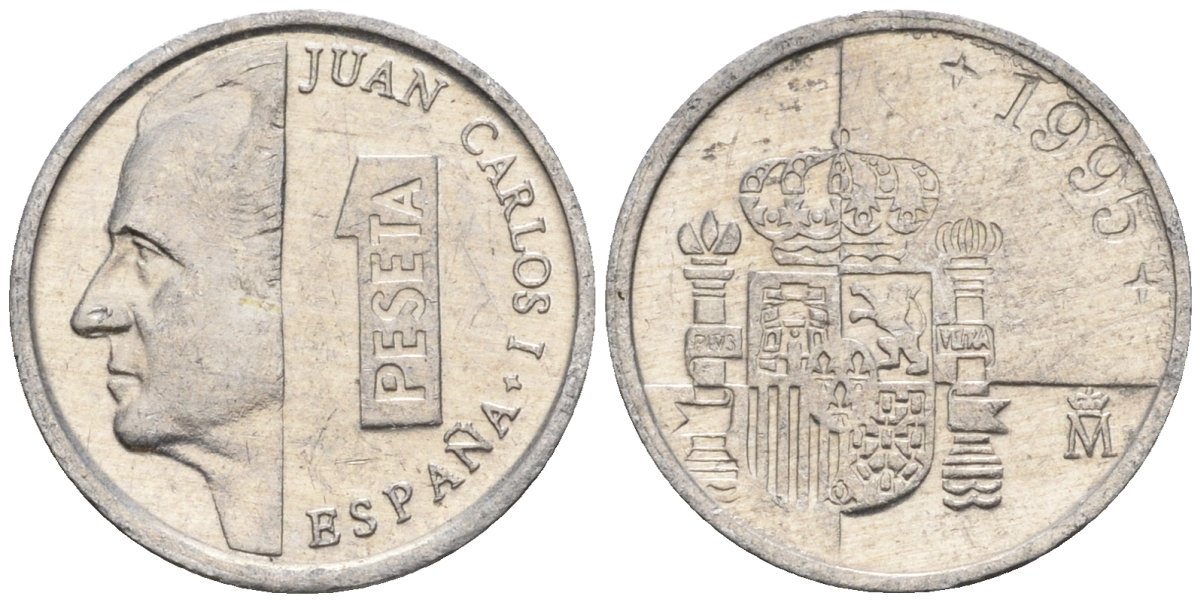 Испания 1 песета 1995 M, Хуан Карлос I (1975-2014) KM 832 алюминий 4602-1157