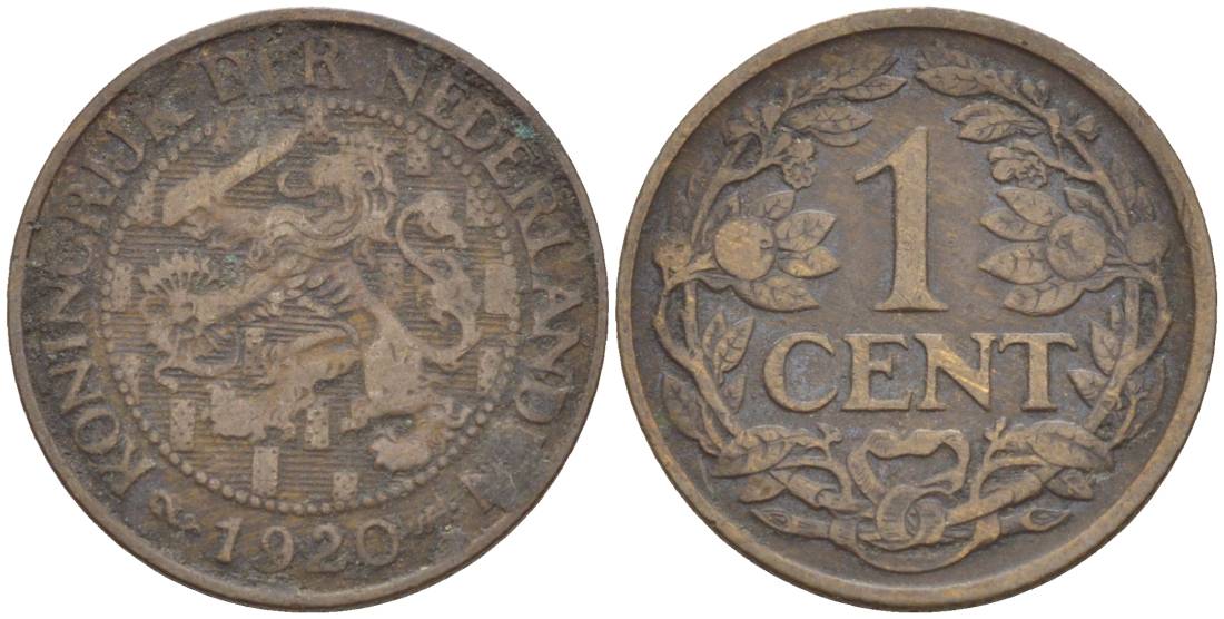 НИДЕРЛАНДЫ 1 ЦЕНТ 1920 ВИЛЬГЕЛЬМИНА I (1891-1948) KM 152 бронза 4532-445