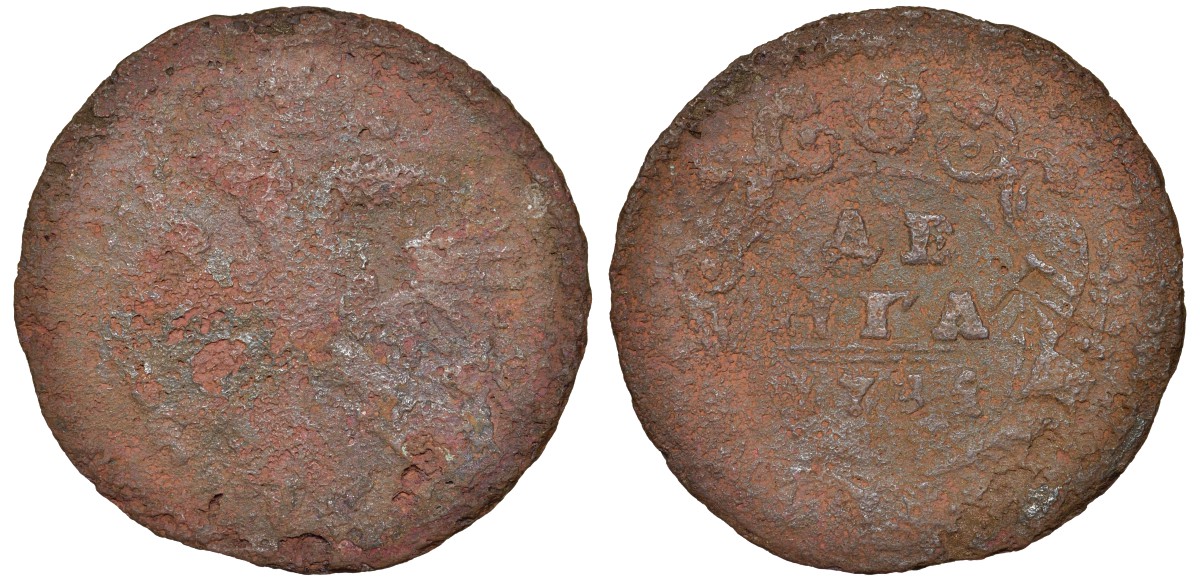 Россия 1 деньга 17ХХ медь 51-3836