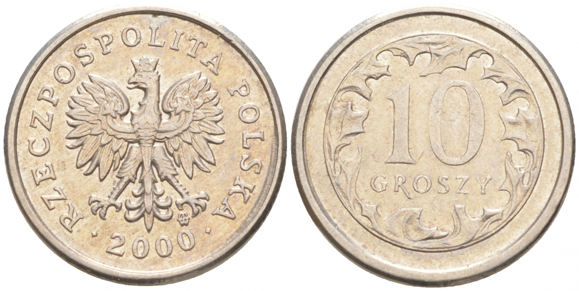 Польша 10 грошей 2000 MW KM 279, Parchimowicz 704g медно-никель 4516-226