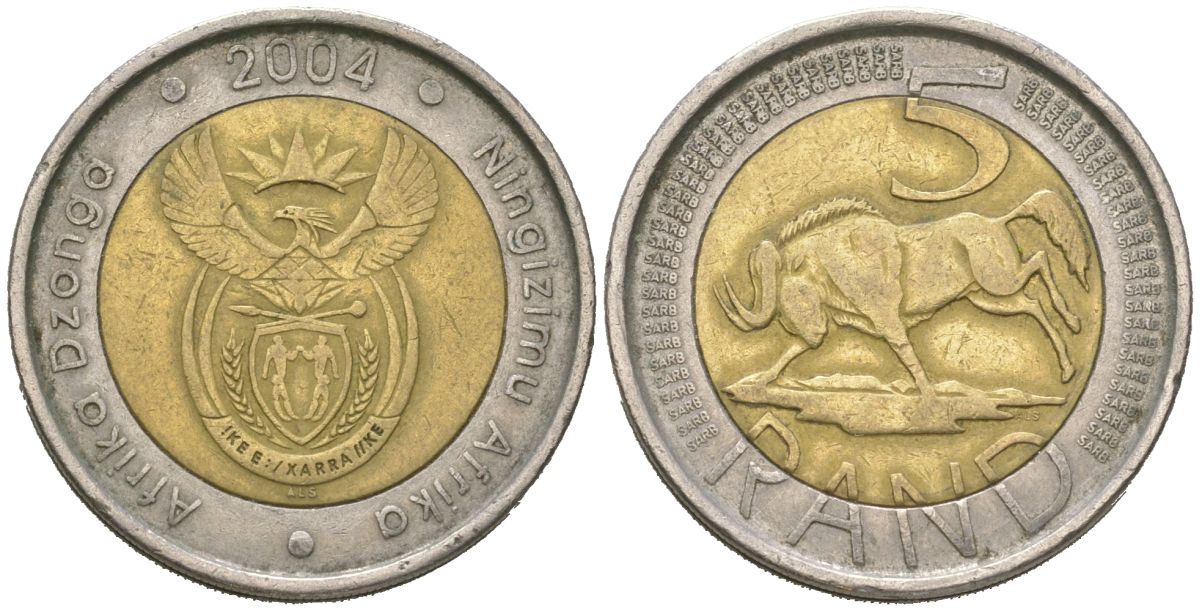ЮАР 5 рандов 2004 KM 281 биметалл 4364-2441
