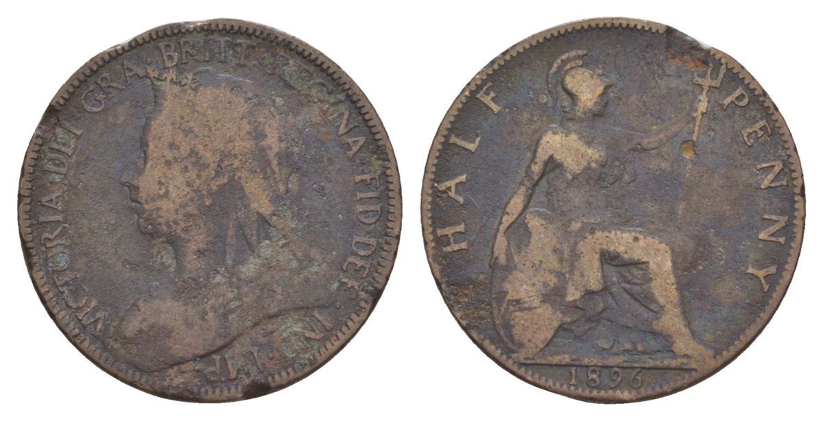 Великобритания 1/2 пенни 1896 Виктория (1837-1901) KM 789, Spink 3962 бронза 53-653