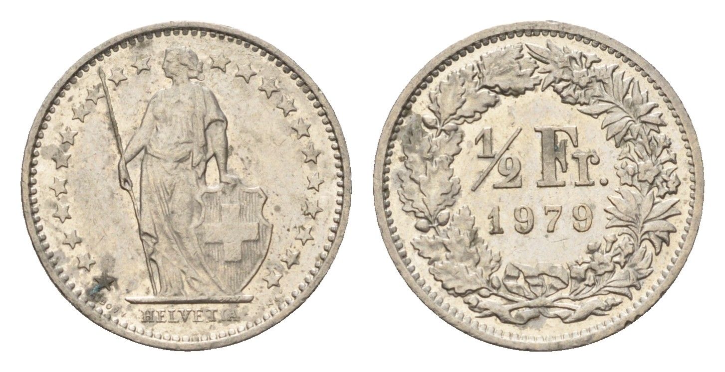 Швейцария 1/2 франка 1979 KM 23a медно-никель 4685-859