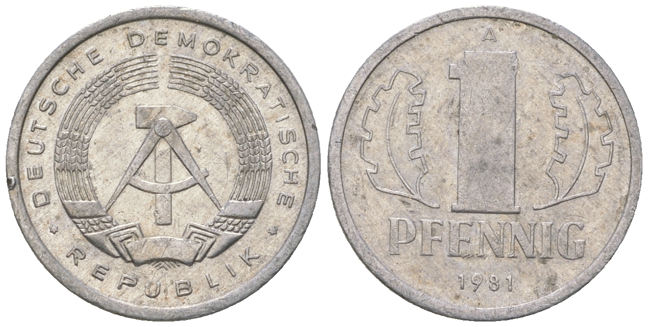 ГДР 1 пфенниг 1981 А KM 8.2 алюминий 4623-363