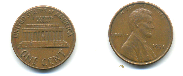 США 1 ЦЕНТ 1971 ЛИНКОЛЬН KM 201 медь цинк 179-322