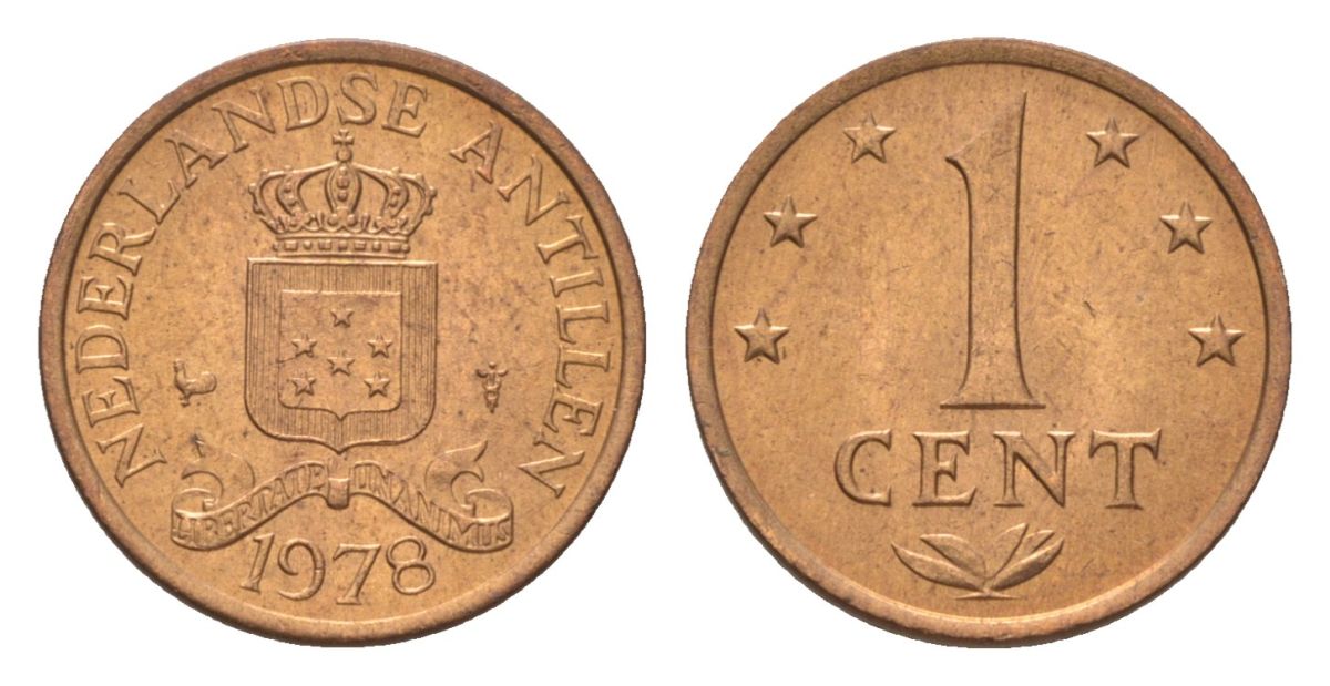 Нидерландские Антильские острова (Нидерландские Антилы) 1 цент 1978 KM 8 бронза UNC 4627-661