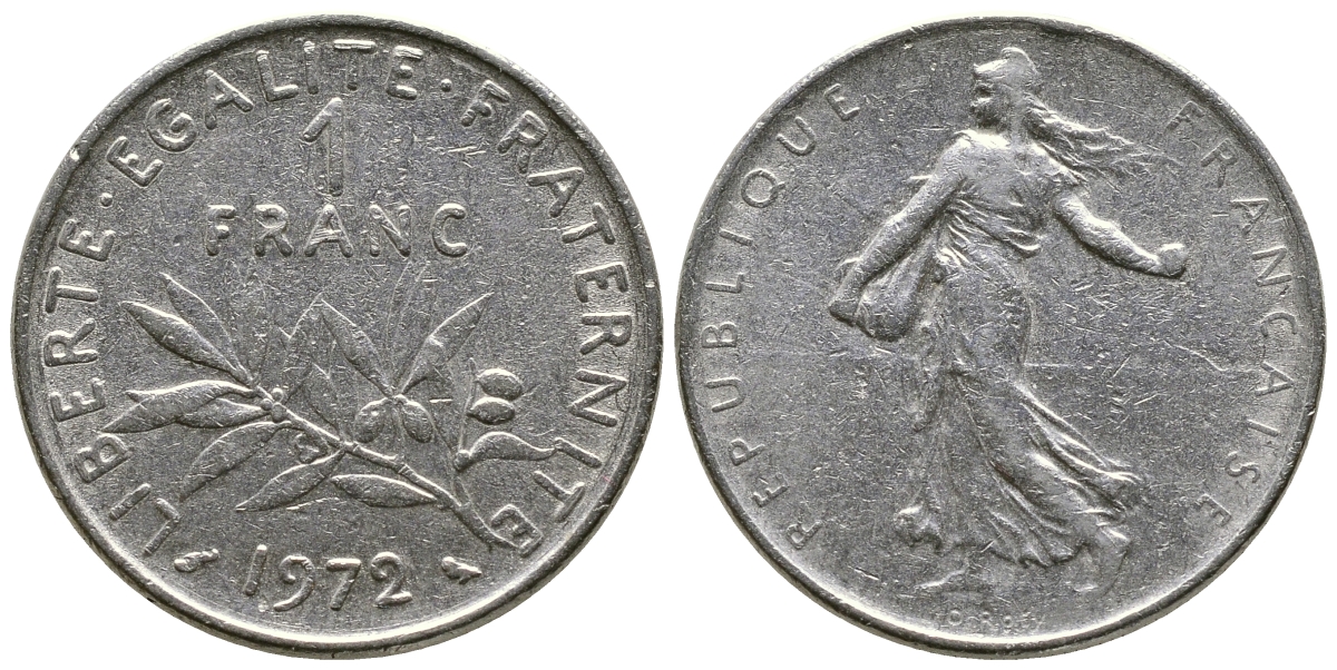 ФРАНЦИЯ 1 ФРАНК 1972 СЕЯТЕЛЬ KM 925.1 никель 93-1432