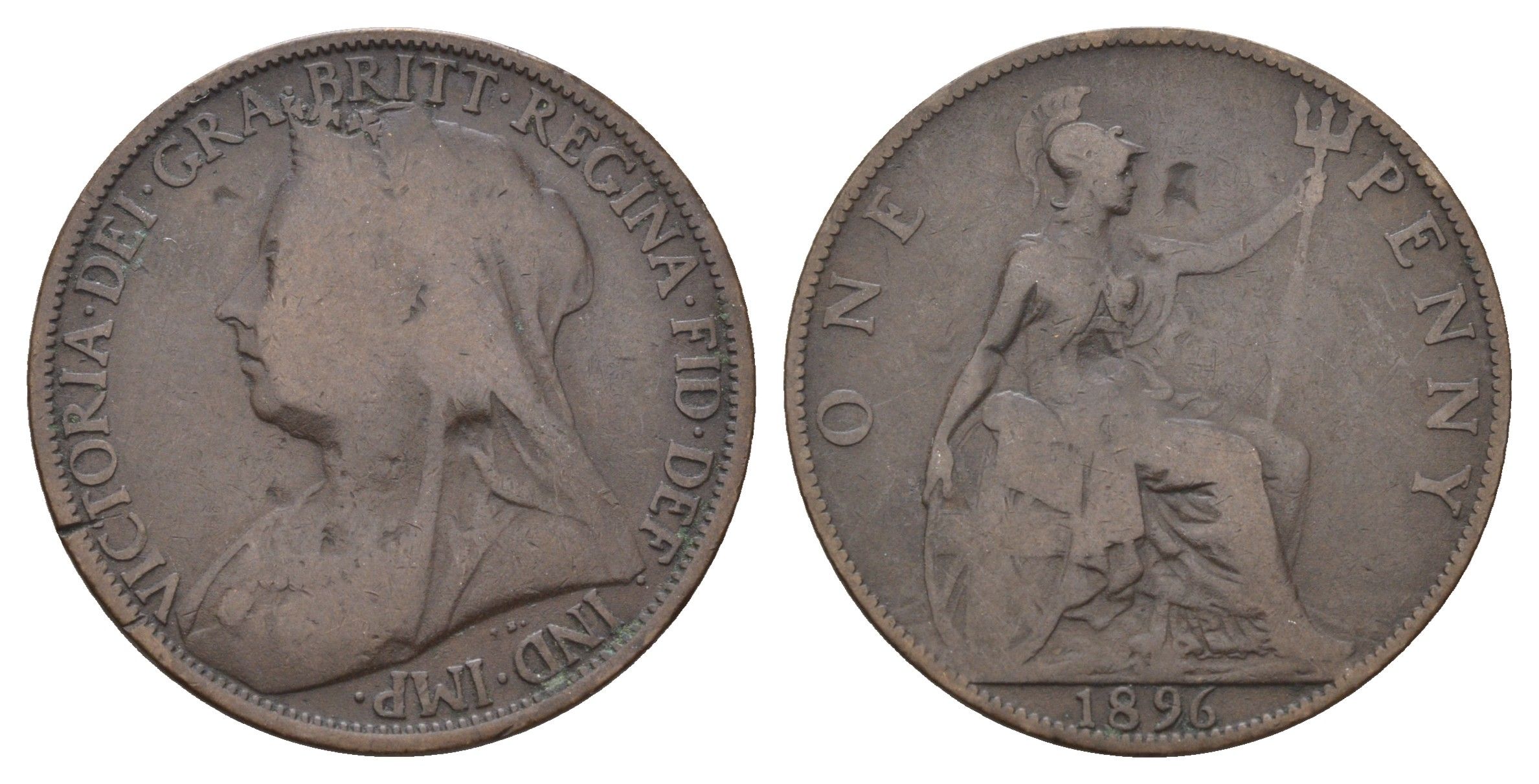 Великобритания 1 пенни 1896 Виктория (1837-1901) KM 790, Spink 3961 бронза 4389-716