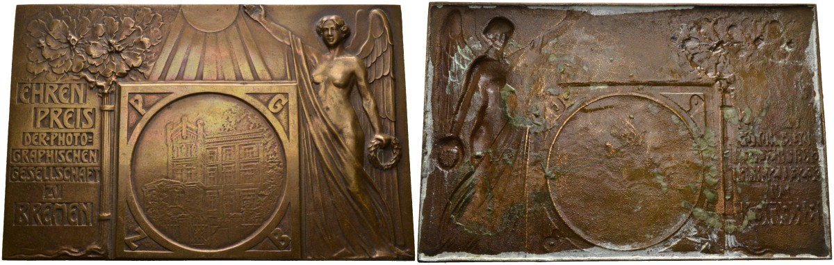 Бремен плакетка ND общество фотографов Бремена, первый приз, размер 135 Х 87 мм., вес 125 гр. бронза 00-00