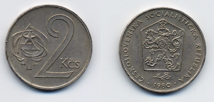 Чехословакия 2 кроны 1980 KM 75 медно-никель 46-1137