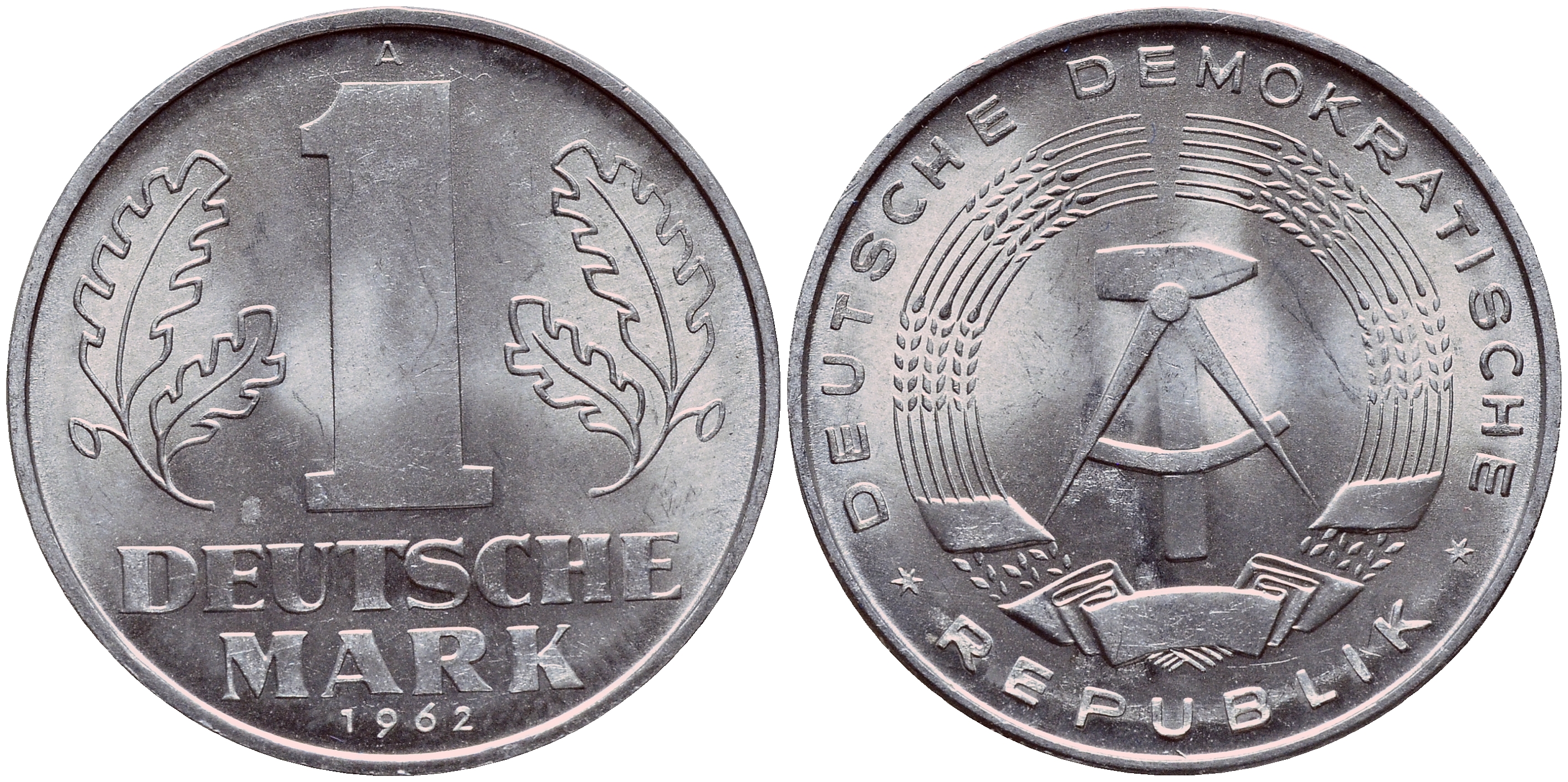 ГДР 1 МАРКА 1962 А KM 13 алюминий aUNC 1523-141