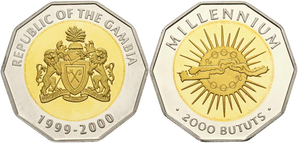 Гамбия 2000 бутутов 1999-2000 миллениум серебро PROOF 00-000-00