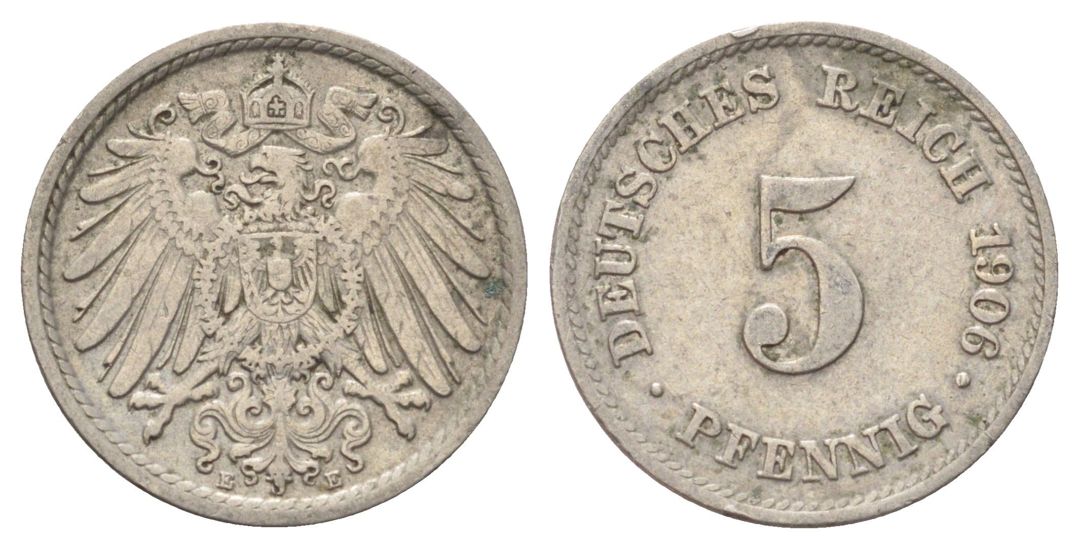 Германия 5 пфеннигов 1906 E KM 11, J. 12 медно-никель 4701-1038