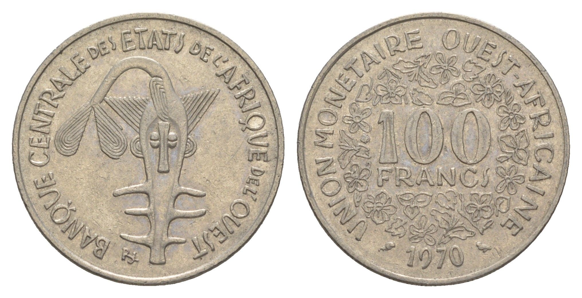 Западная Африка (BCEAO) 100 франков 1970 KM 4 никель 4620-1231