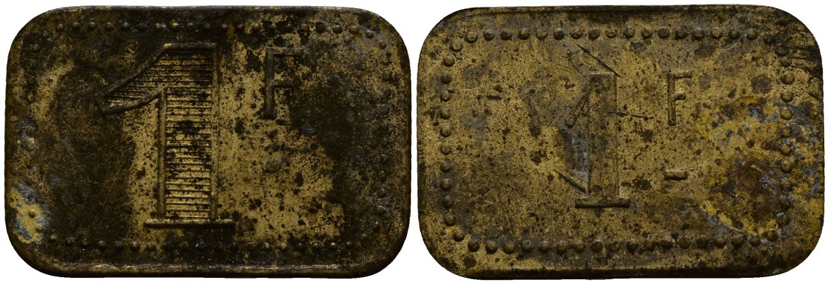 Франция 1 франк ND ресторанный жетон латунь 4166-323