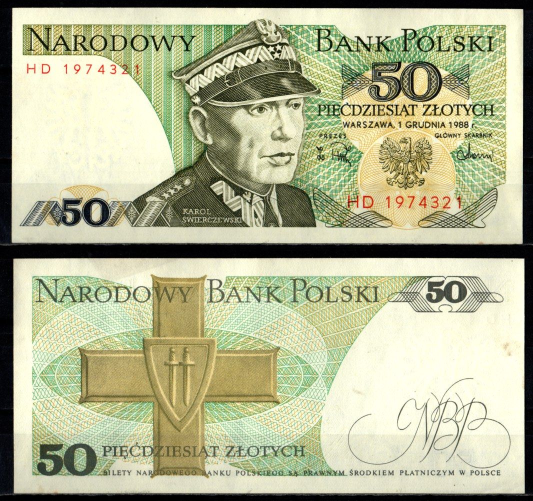 Польша 50 злотых 1988 Pick 142 c бумага aUNC 7221-58-2-1
