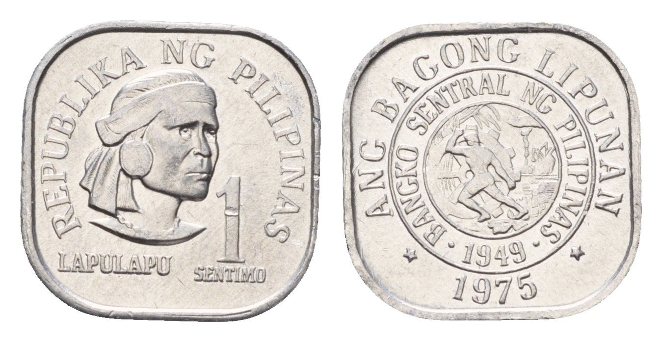 Филиппины 1 сентимо 1975 вождь острова Мактан Лапу-Лапу KM 205 алюминий UNC 4639-1231