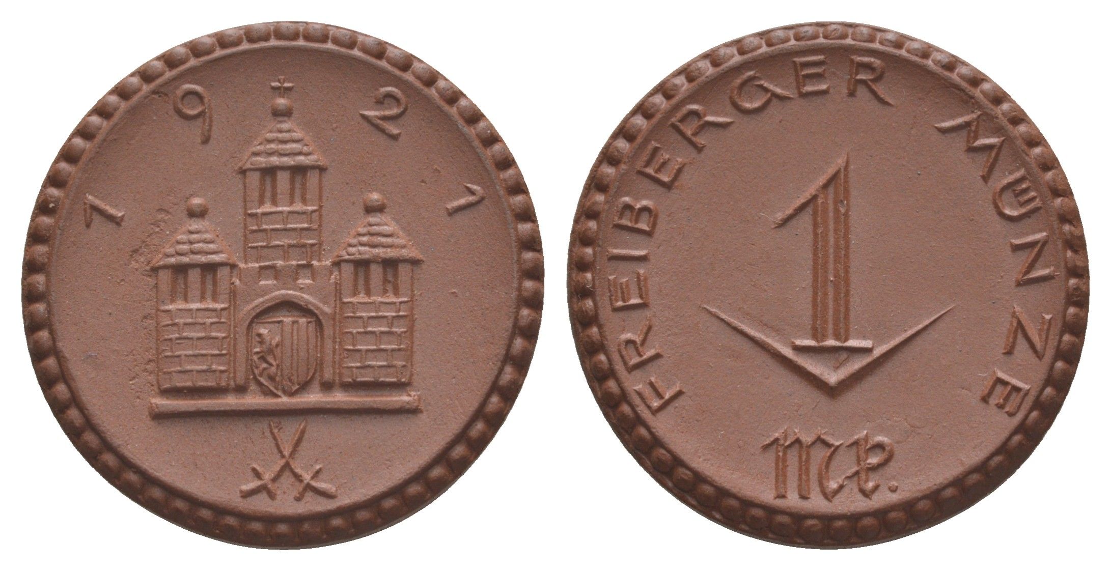 Фрайберг 1 марка 1921 Men05 8084.11, Men05 8084.12, Men18 10080.11, Men18 10080.12 фарфор 1094-9-84