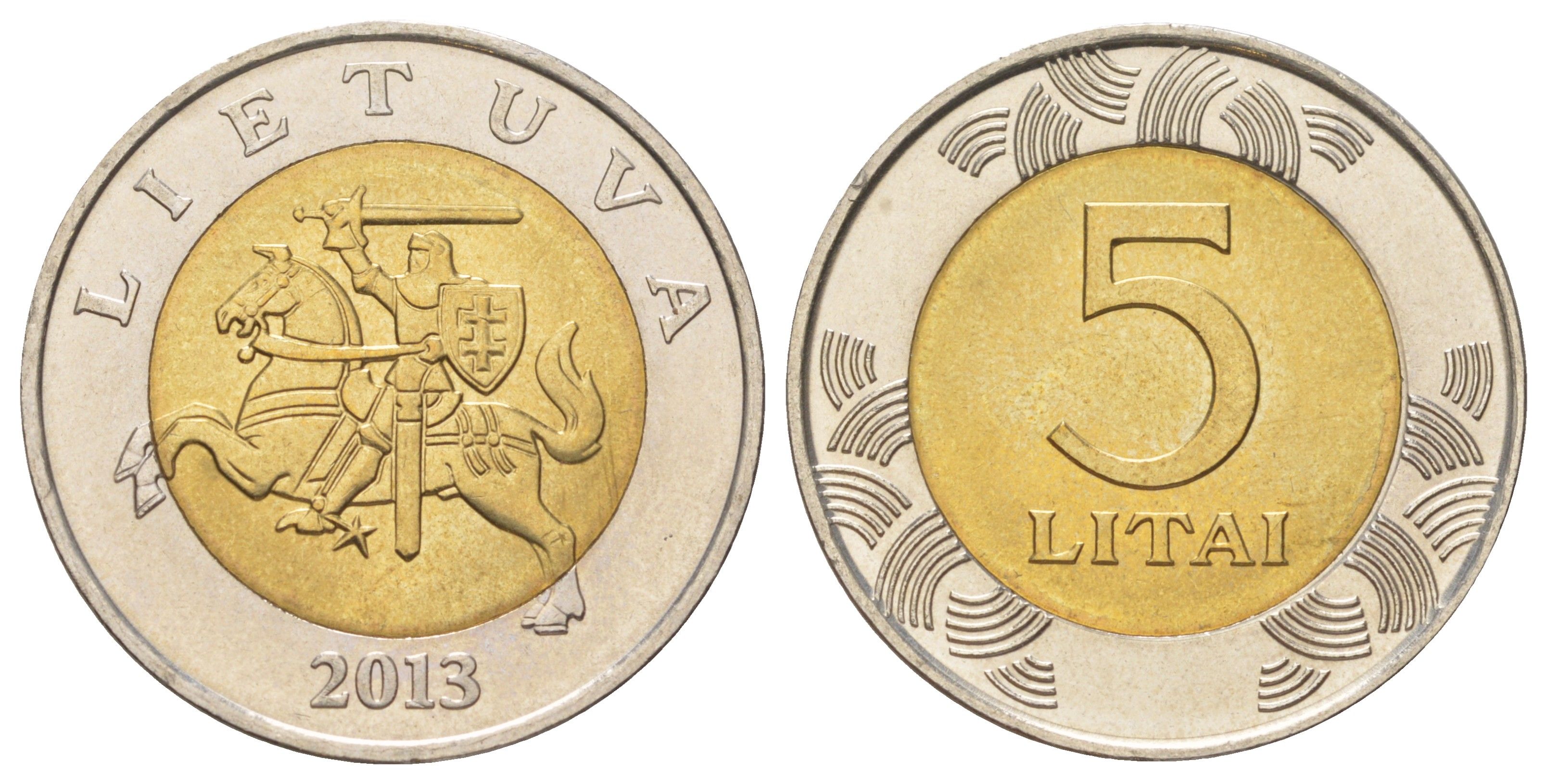 Литва 5 лит 2013 KM 113 биметалл UNC 4624-732