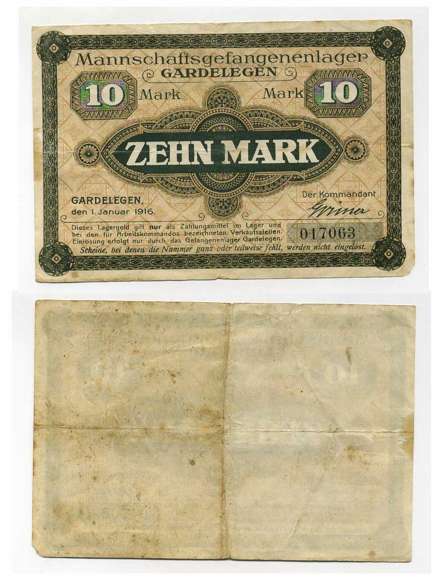 Германия 10 марок ND команда лагеря военнопленных в Гарделегене C-3001 бумага 000-00-00