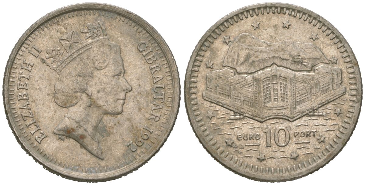 Гибралтар 10 пенсов 1992 KM 112 медно-никель 4620-132