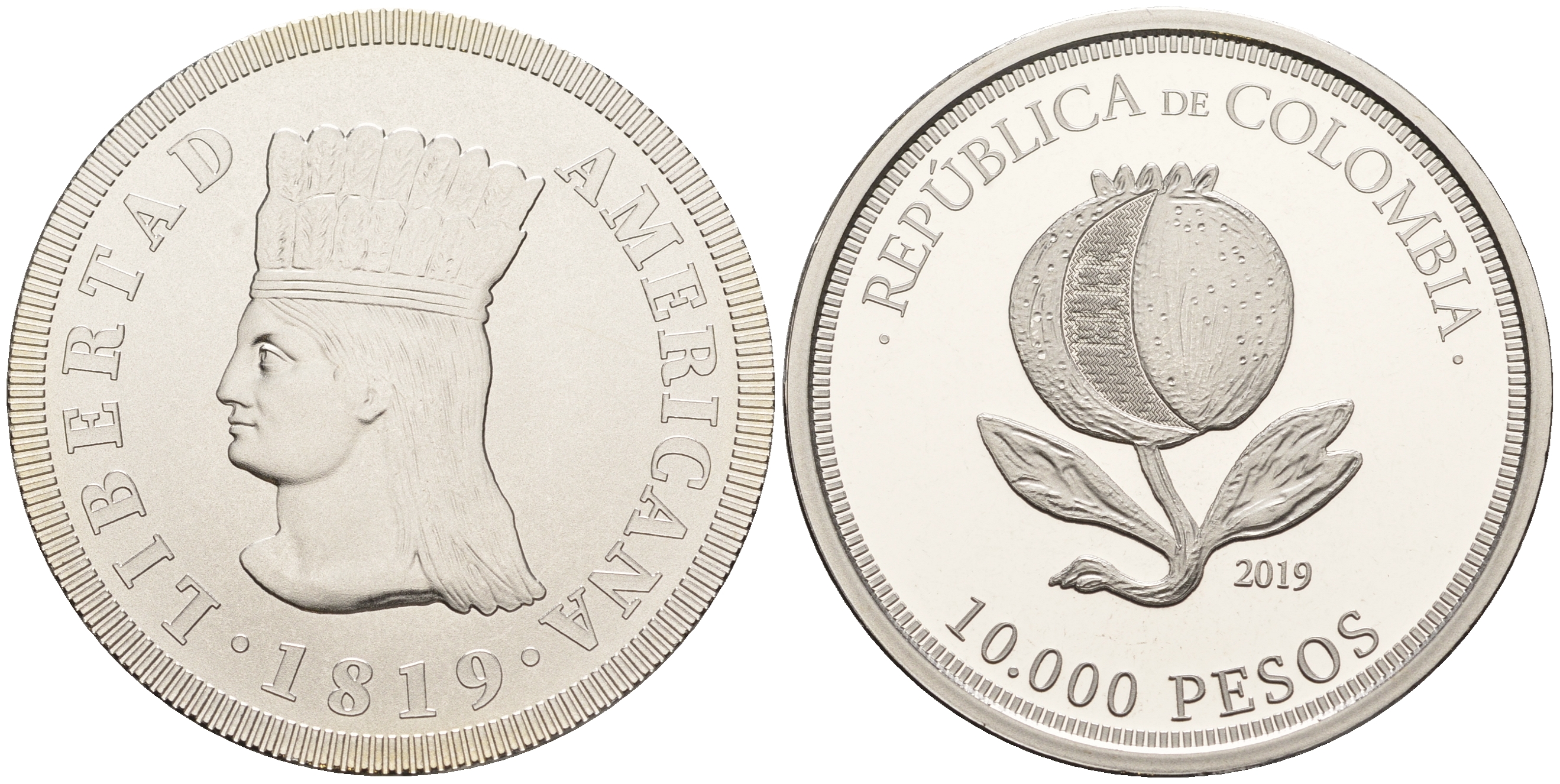 Колумбия 10000 песо 2019 200 лет независимости Колумбии, сертификат, оригинальная упаковка KM NEW медно-никель  PROOF  3-4-7-02