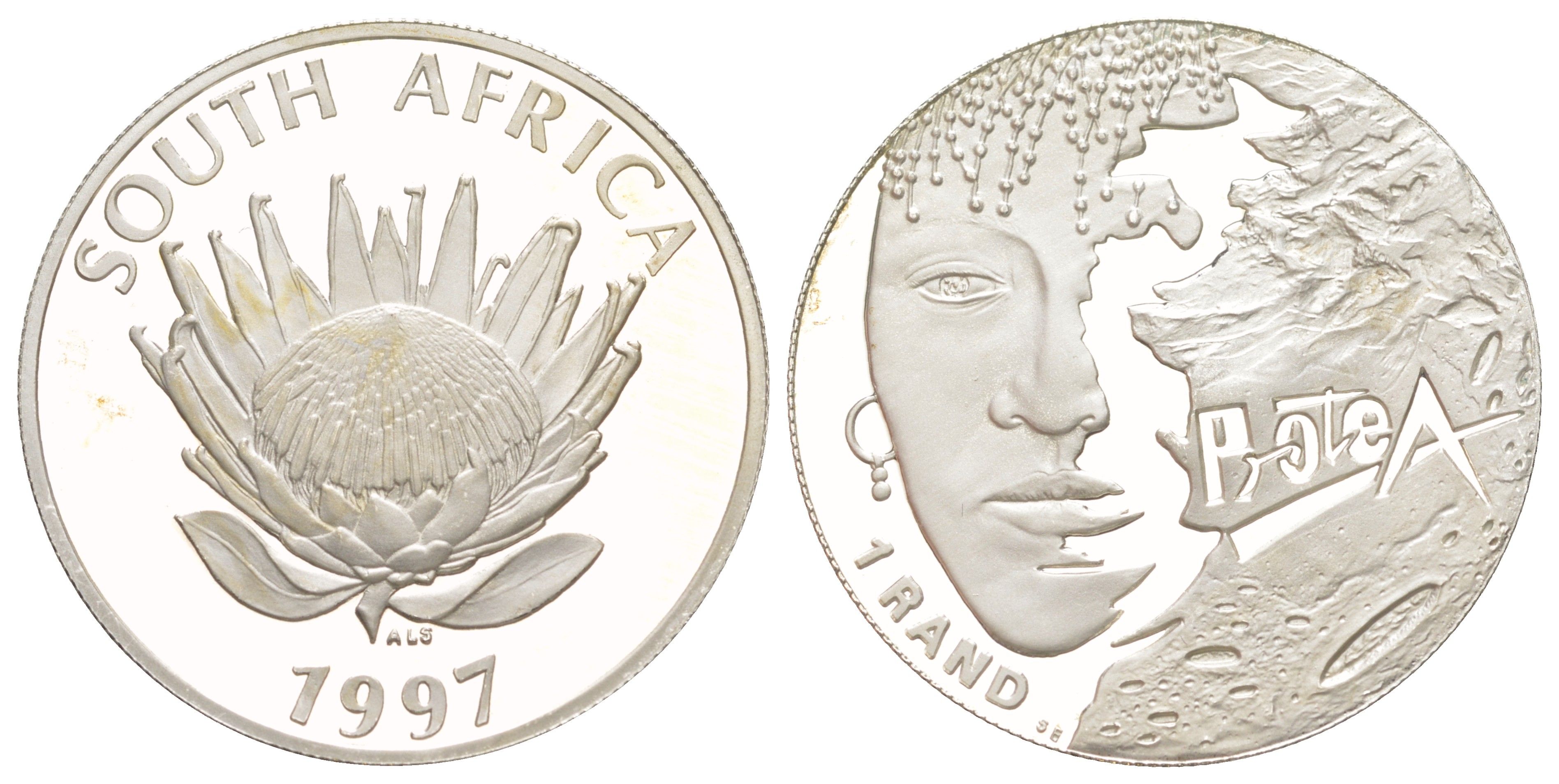 ЮАР 1 ранд 1997 Женщина Южно-Африканской Республики, тираж 2.329 экземпляров KM 181 серебро PROOF 443-313