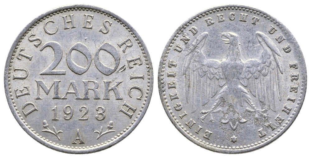 ГЕРМАНИЯ 200 МАРОК 1923 A KM 35, J. 304 алюминий 4380-437