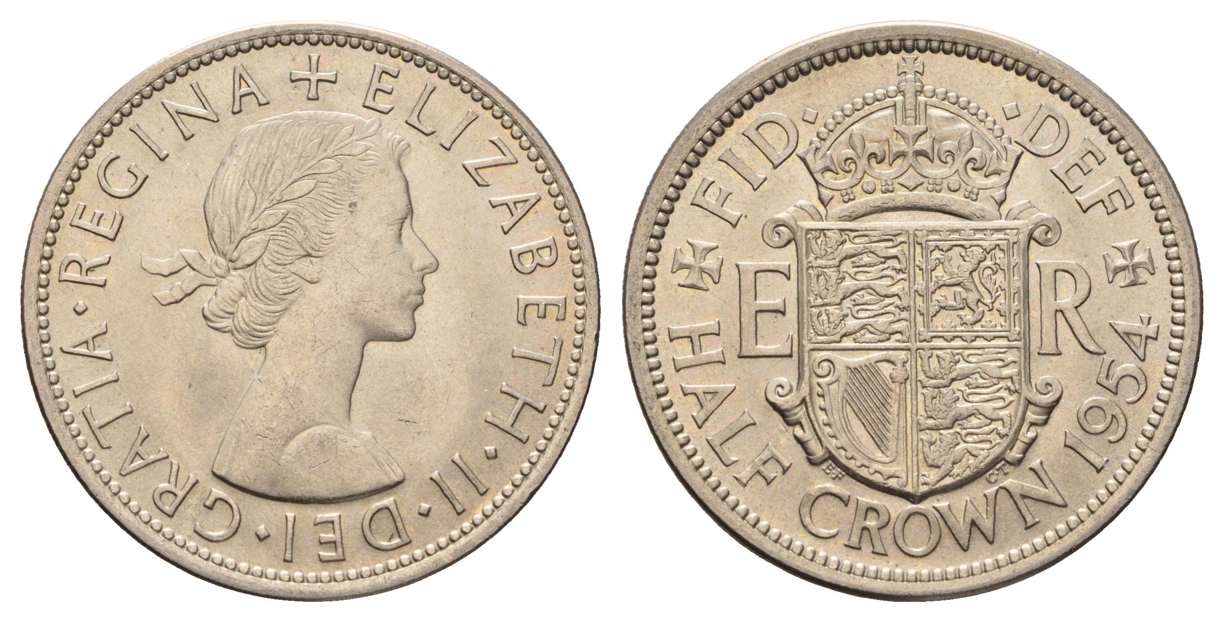 Великобритания 1/2 кроны 1954 Елизавета II (1952-2022) KM 907, Spink 4145 медно-никель UNC 51-1426