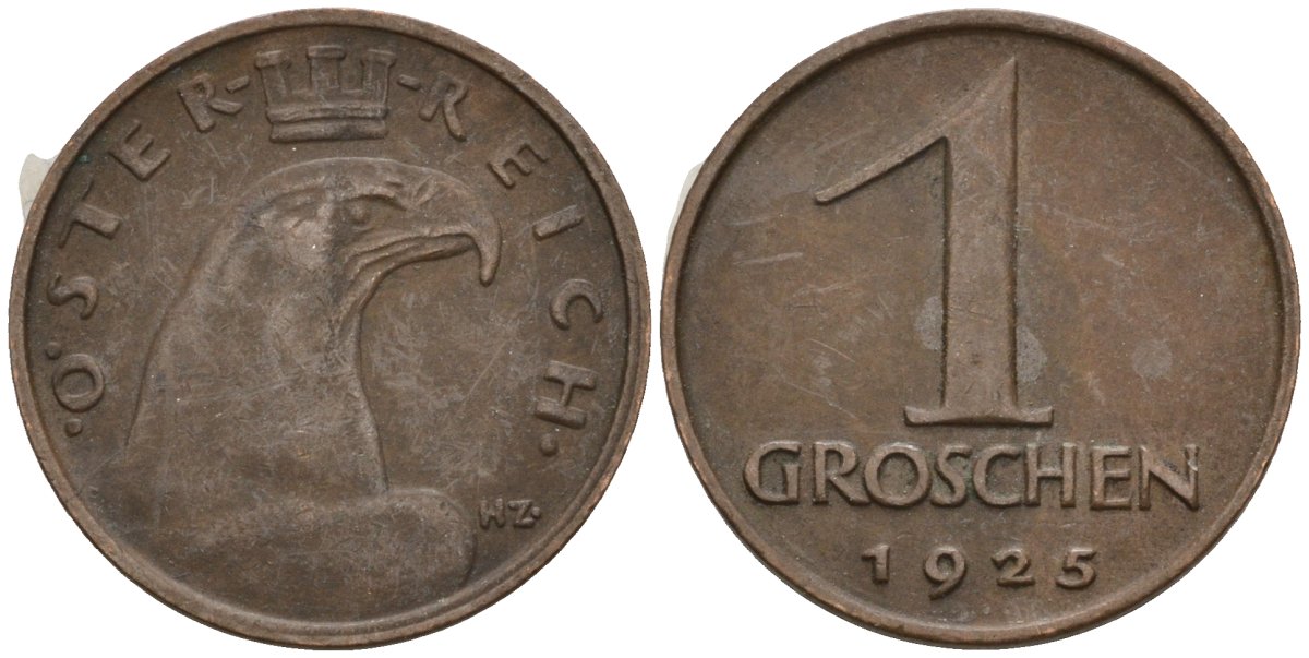 Австрия 1 грош 1925 KM 2836 бронза 4136-1256