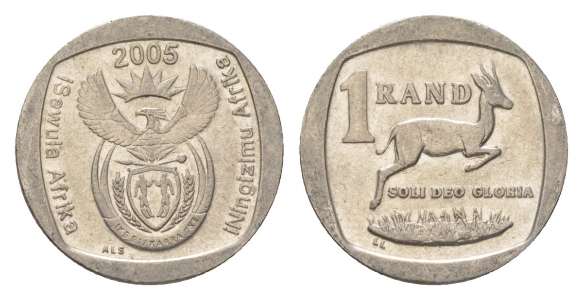 ЮАР 1 ранд 2005 KM 295 медь плакированная никелем 4627-434